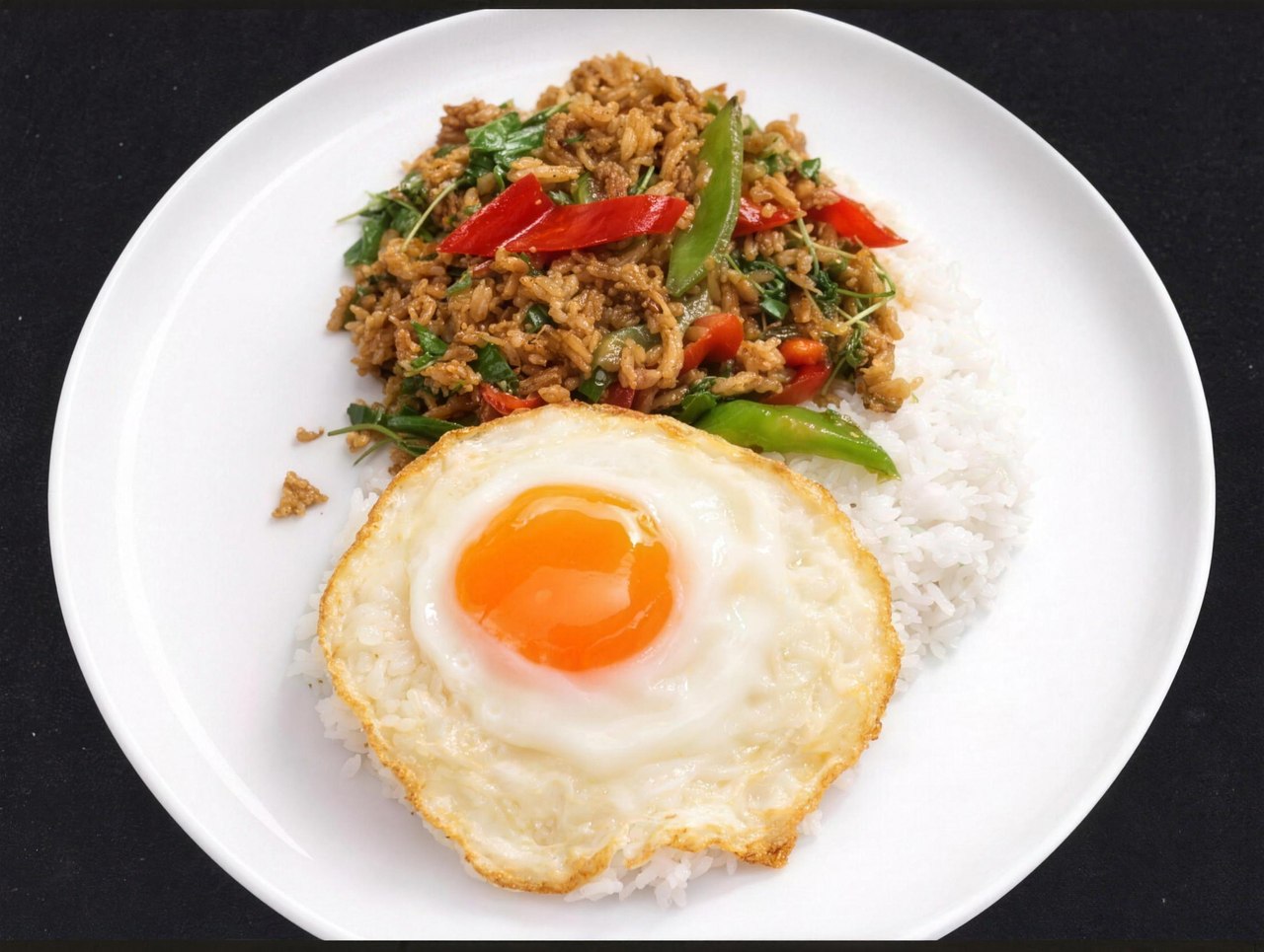 Pad Kra Pow with fried egg